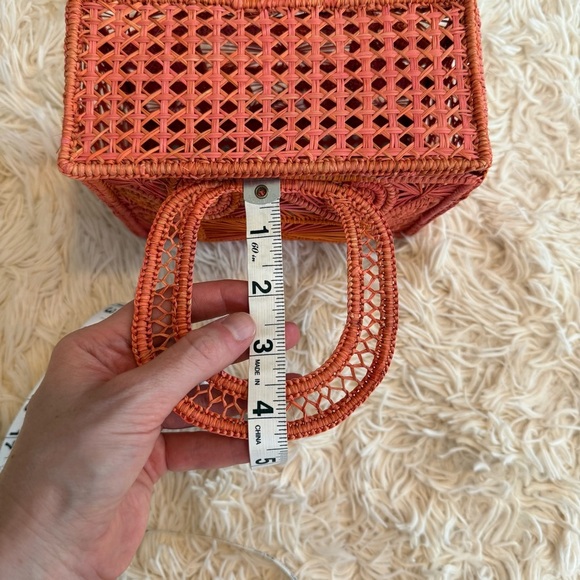Apaya Cofre Handmade Top Handle Handbag straw square orange - Picture 5 of 7